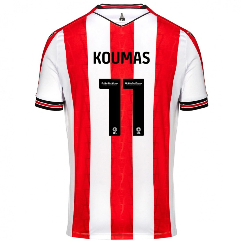 Danxen Enfant Maillot Lewis Koumas #11 Rouge Blanc Tenues Domicile 2024/25 T-Shirt