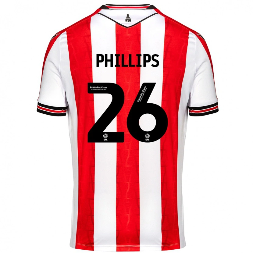 Danxen Enfant Maillot Ashley Phillips #26 Rouge Blanc Tenues Domicile 2024/25 T-Shirt