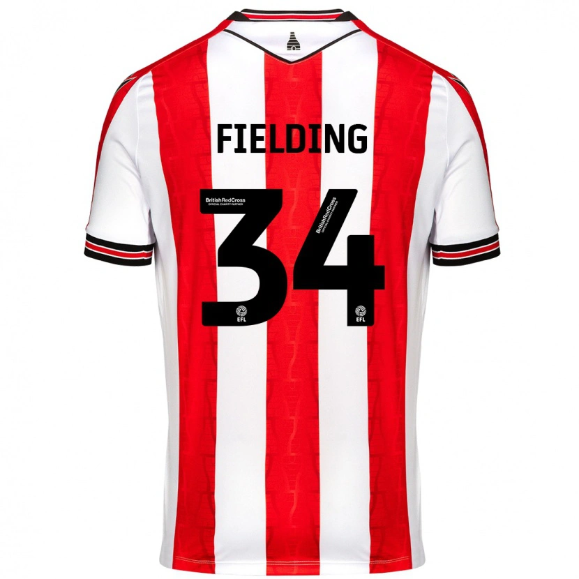 Danxen Enfant Maillot Frank Fielding #34 Rouge Blanc Tenues Domicile 2024/25 T-Shirt