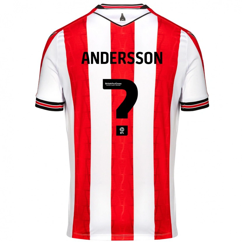 Danxen Enfant Maillot Edwin Andersson #0 Rouge Blanc Tenues Domicile 2024/25 T-Shirt