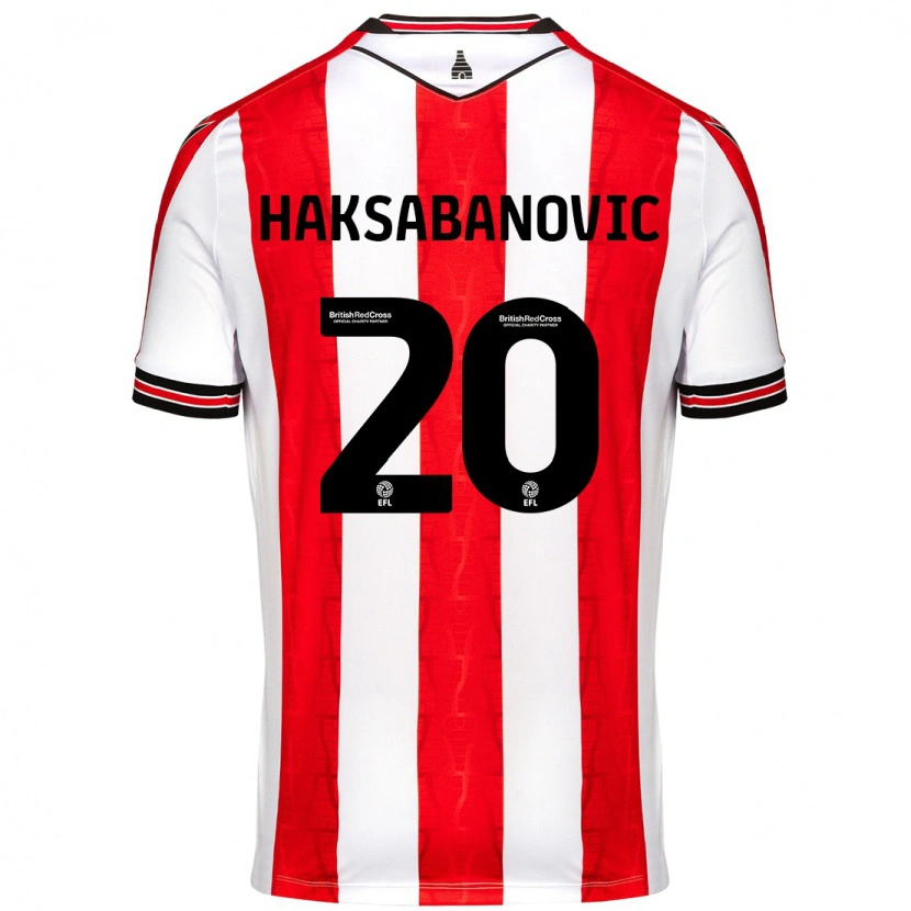 Danxen Enfant Maillot Sead Hakšabanović #20 Rouge Blanc Tenues Domicile 2024/25 T-Shirt