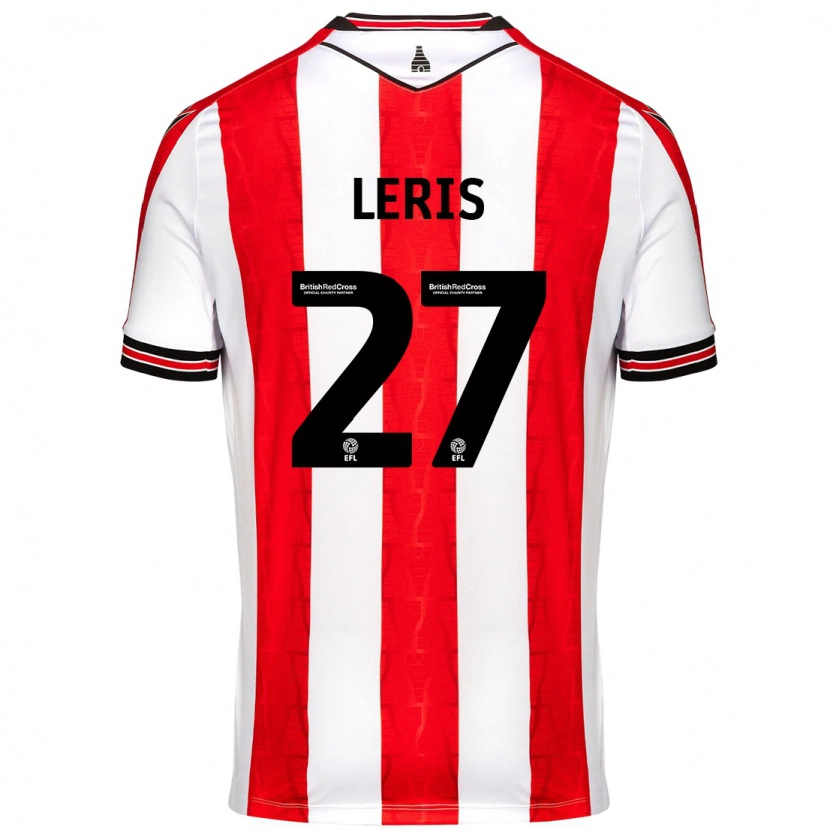 Danxen Enfant Maillot Mehdi Léris #27 Rouge Blanc Tenues Domicile 2024/25 T-Shirt