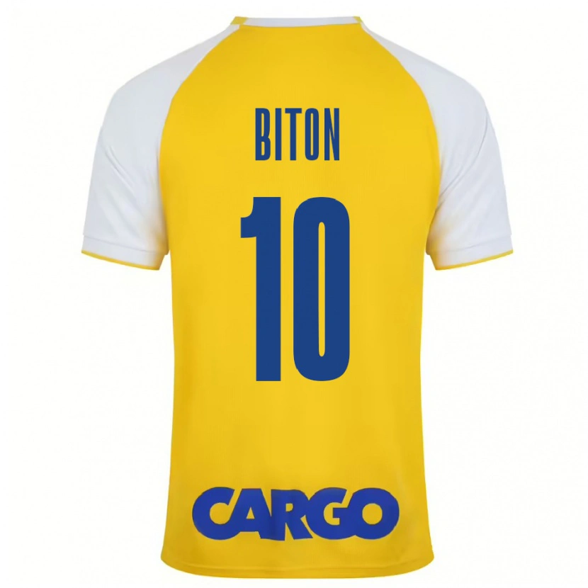 Danxen Enfant Maillot Dan Biton #10 Jaune Blanc Tenues Domicile 2024/25 T-Shirt