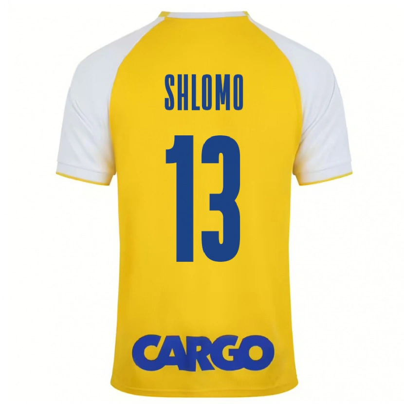 Danxen Enfant Maillot Raz Shlomo #13 Jaune Blanc Tenues Domicile 2024/25 T-Shirt