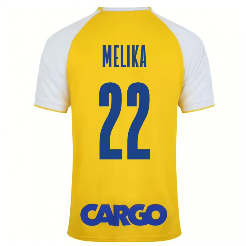 Danxen Enfant Maillot Ofek Melika #22 Jaune Blanc Tenues Domicile 2024/25 T-Shirt