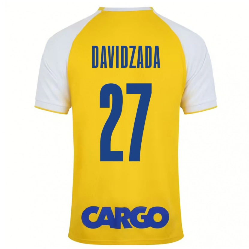 Danxen Enfant Maillot Ofir Davidzada #27 Jaune Blanc Tenues Domicile 2024/25 T-Shirt