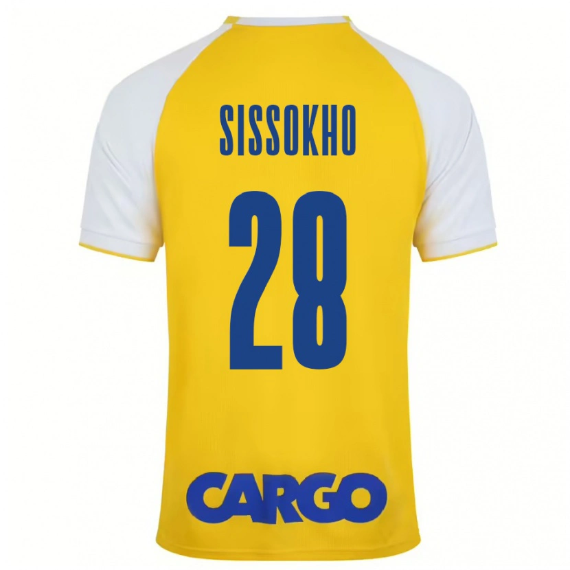 Danxen Enfant Maillot Issouf Sissokho #28 Jaune Blanc Tenues Domicile 2024/25 T-Shirt