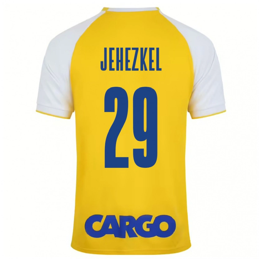 Danxen Enfant Maillot Sagiv Jehezkel #29 Jaune Blanc Tenues Domicile 2024/25 T-Shirt