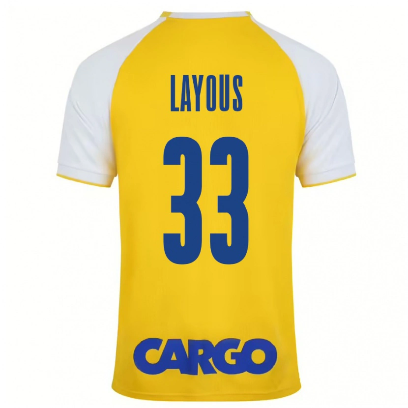 Danxen Enfant Maillot Hisham Layous #33 Jaune Blanc Tenues Domicile 2024/25 T-Shirt