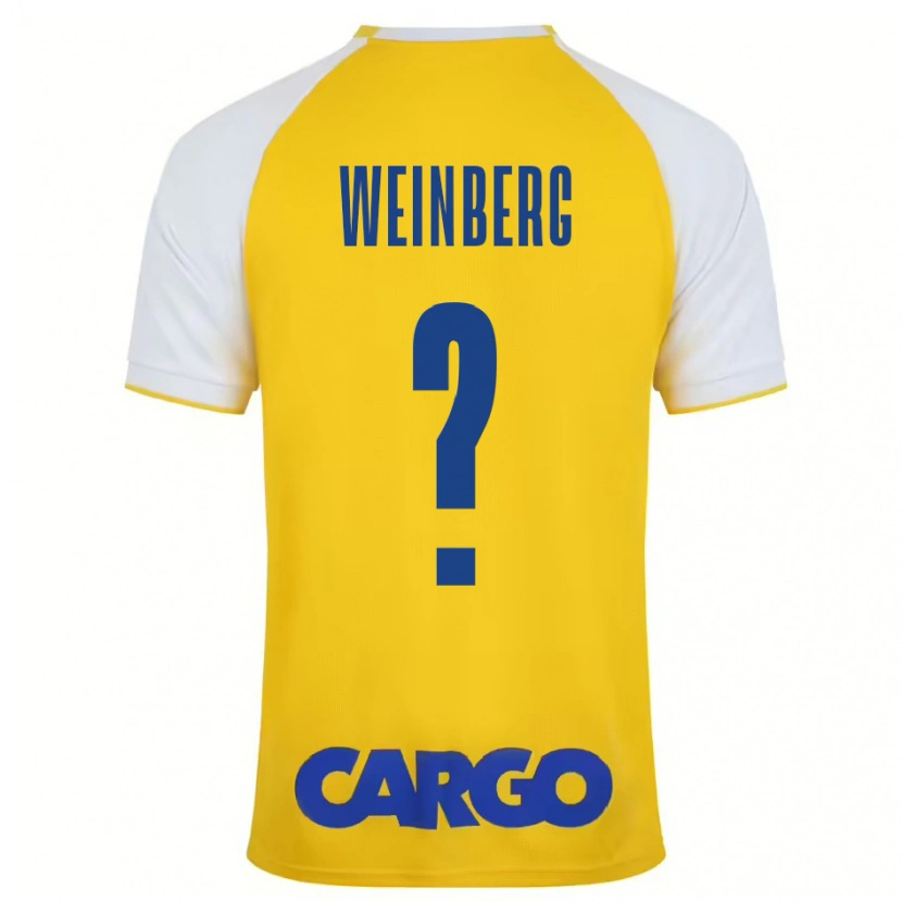 Danxen Enfant Maillot Idan Weinberg #0 Jaune Blanc Tenues Domicile 2024/25 T-Shirt