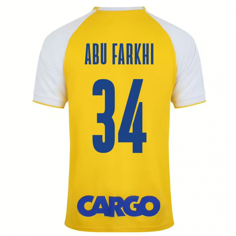 Danxen Enfant Maillot Sayed Abu Farkhi #34 Jaune Blanc Tenues Domicile 2024/25 T-Shirt