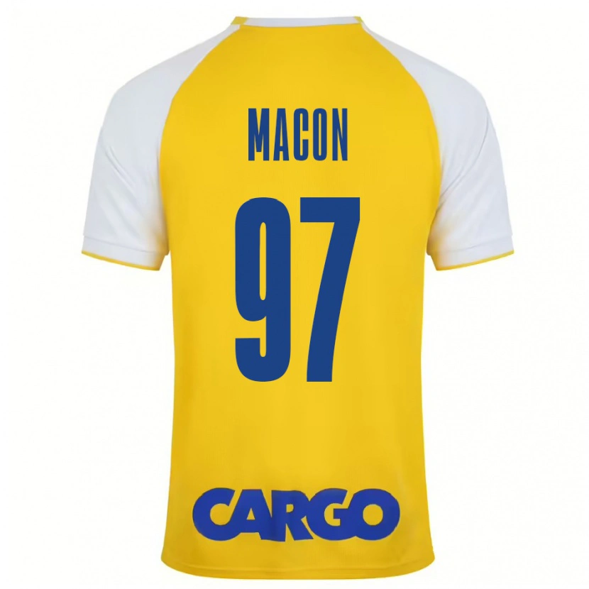 Danxen Enfant Maillot Yvann Maçon #97 Jaune Blanc Tenues Domicile 2024/25 T-Shirt