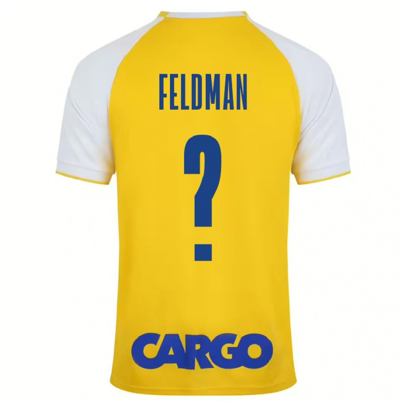 Danxen Enfant Maillot Ron Feldman #0 Jaune Blanc Tenues Domicile 2024/25 T-Shirt