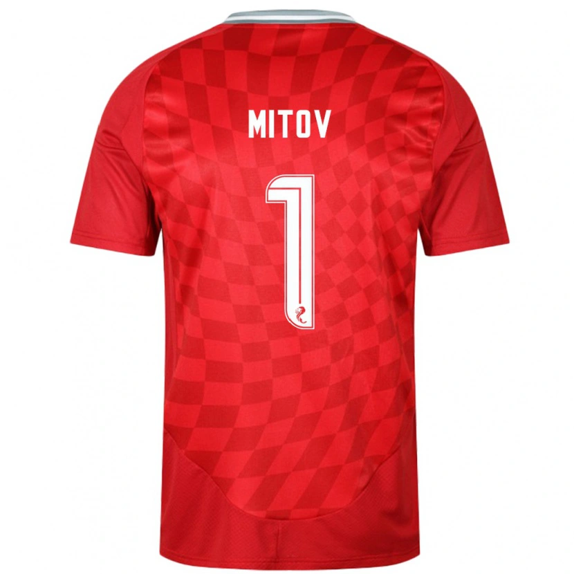 Danxen Enfant Maillot Dimitar Mitov #1 Rouge Tenues Domicile 2024/25 T-Shirt