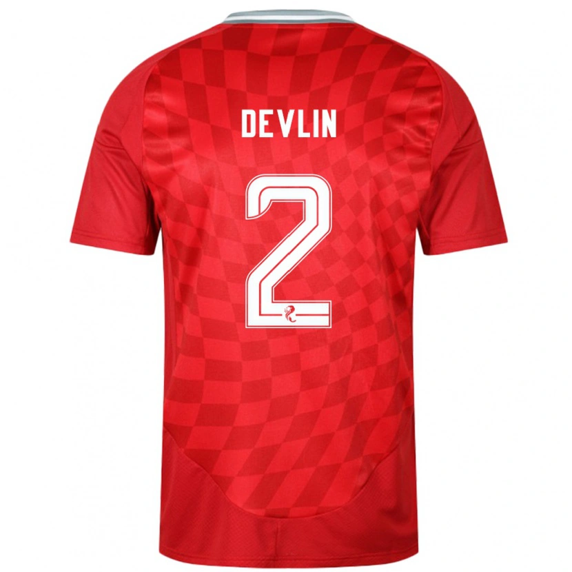 Danxen Enfant Maillot Nicky Devlin #2 Rouge Tenues Domicile 2024/25 T-Shirt