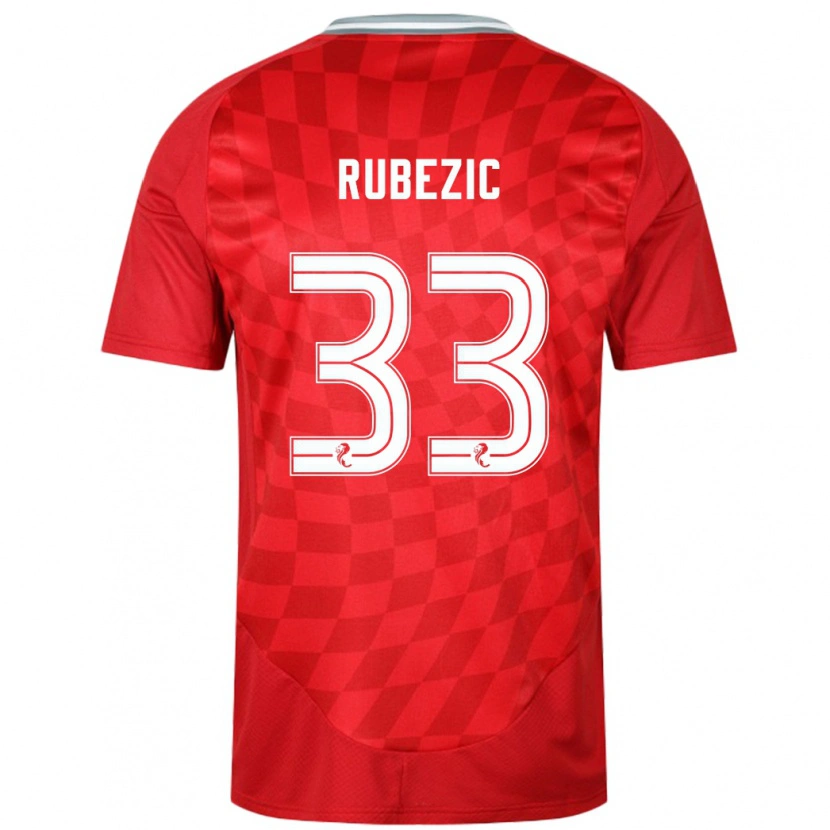 Danxen Enfant Maillot Slobodan Rubezic #33 Rouge Tenues Domicile 2024/25 T-Shirt