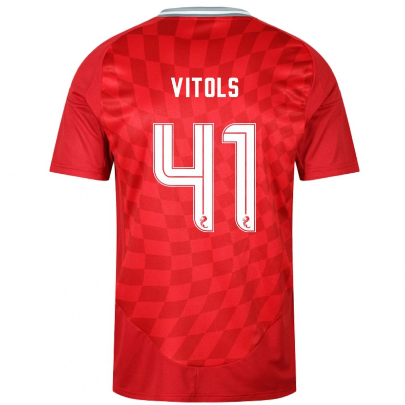 Danxen Enfant Maillot Rodrigo Vitols #41 Rouge Tenues Domicile 2024/25 T-Shirt