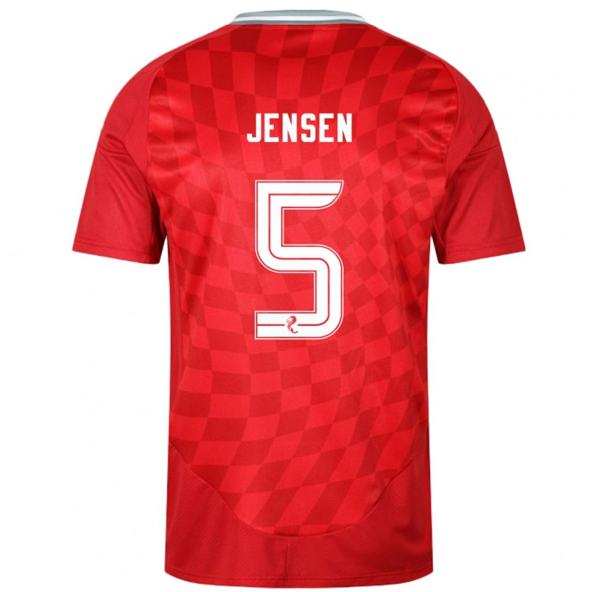 Danxen Enfant Maillot Richard Jensen #5 Rouge Tenues Domicile 2024/25 T-Shirt