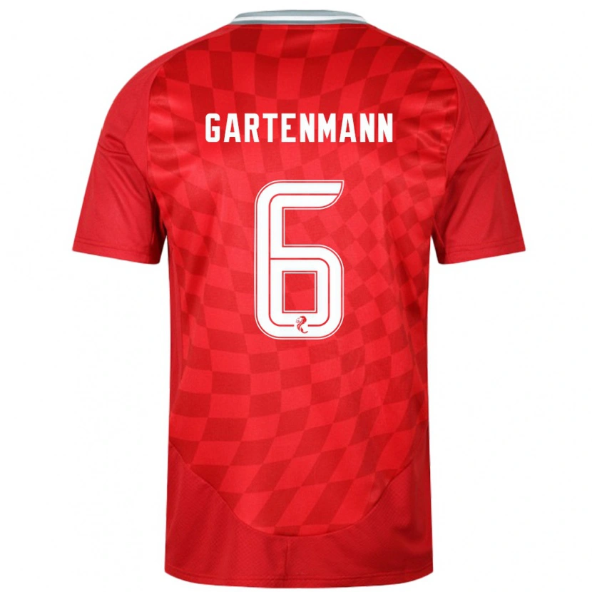 Danxen Enfant Maillot Stefan Gartenmann #6 Rouge Tenues Domicile 2024/25 T-Shirt