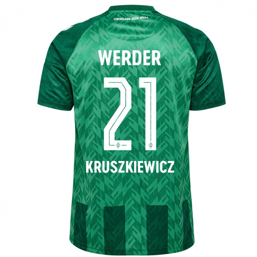 Danxen Enfant Maillot Jakub Kruszkiewicz #21 Vert Tenues Domicile 2024/25 T-Shirt