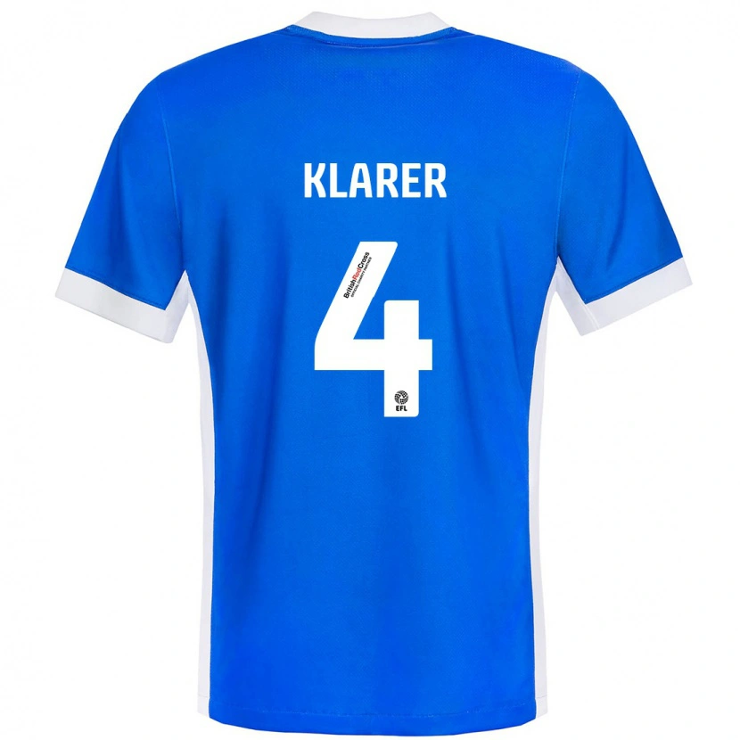 Danxen Enfant Maillot Christoph Klarer #4 Bleu Blanc Tenues Domicile 2024/25 T-Shirt