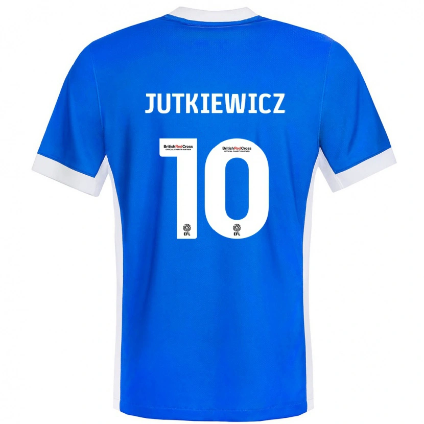 Danxen Enfant Maillot Lukas Jutkiewicz #10 Bleu Blanc Tenues Domicile 2024/25 T-Shirt