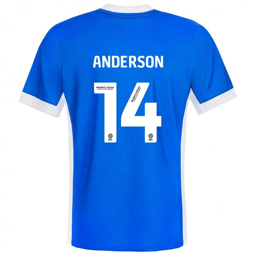 Danxen Enfant Maillot Keshi Anderson #14 Bleu Blanc Tenues Domicile 2024/25 T-Shirt