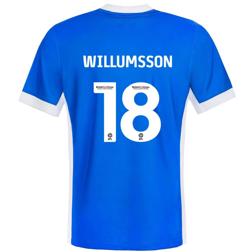 Danxen Enfant Maillot Willum Thór Willumsson #18 Bleu Blanc Tenues Domicile 2024/25 T-Shirt