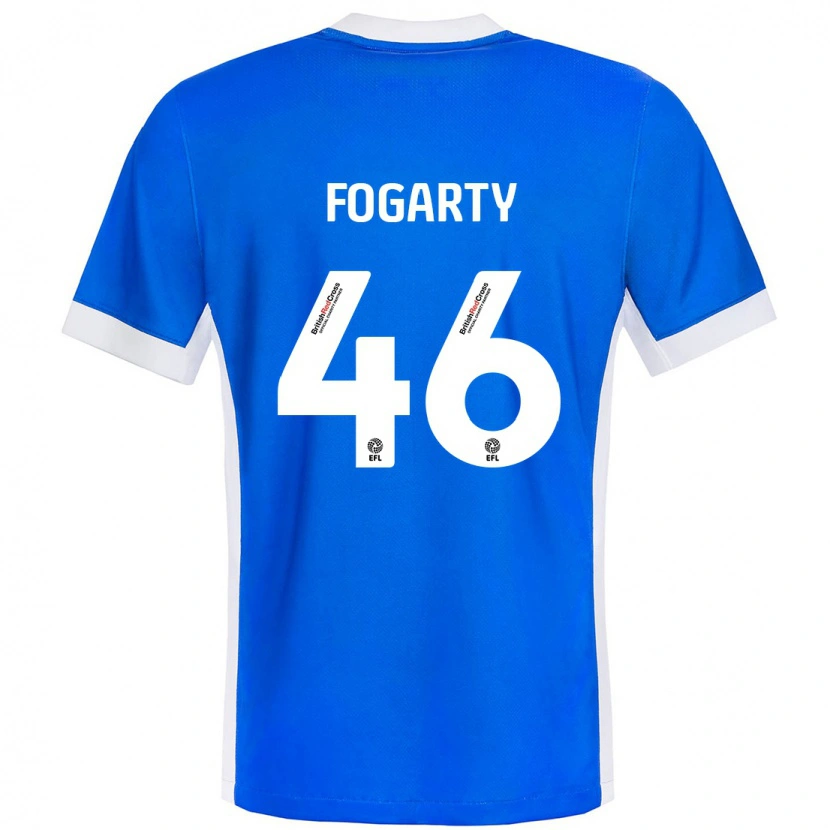 Danxen Enfant Maillot Tom Fogarty #46 Bleu Blanc Tenues Domicile 2024/25 T-Shirt