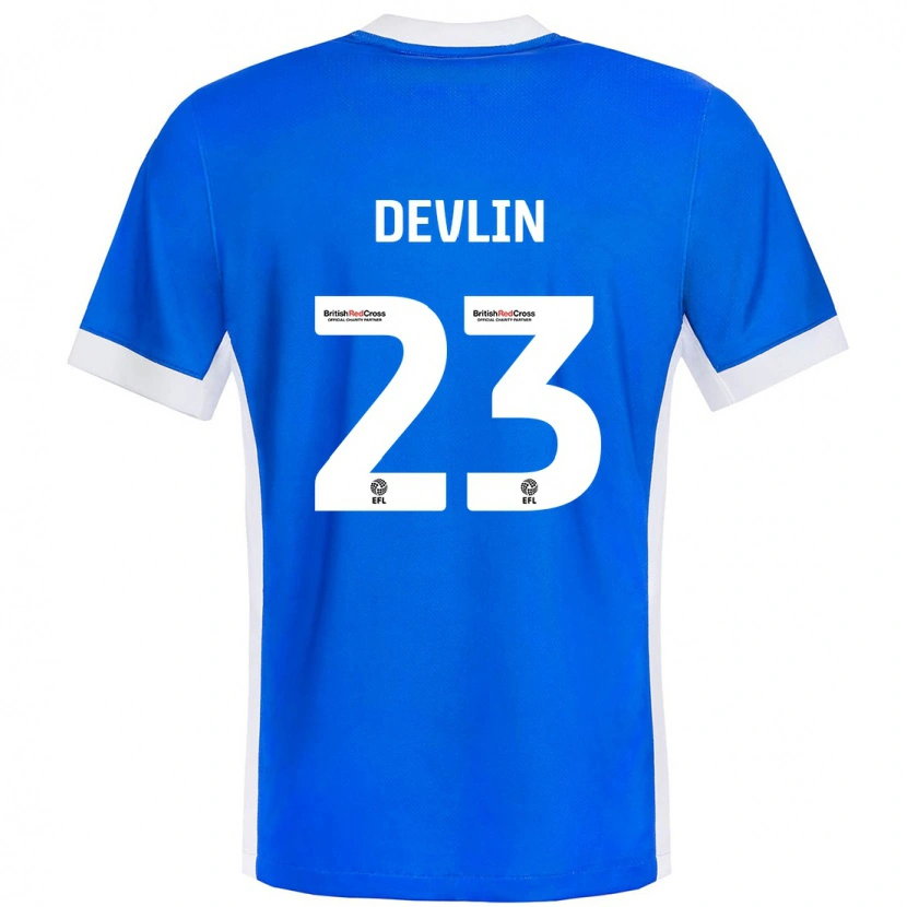 Danxen Enfant Maillot Charlie Devlin #23 Bleu Blanc Tenues Domicile 2024/25 T-Shirt