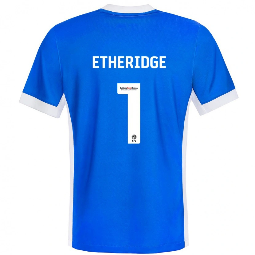 Danxen Enfant Maillot Neil Etheridge #1 Bleu Blanc Tenues Domicile 2024/25 T-Shirt