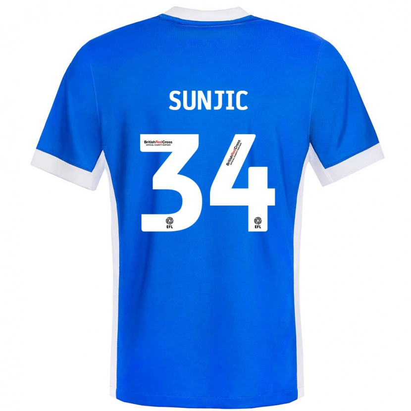 Danxen Enfant Maillot Ivan Sunjic #34 Bleu Blanc Tenues Domicile 2024/25 T-Shirt