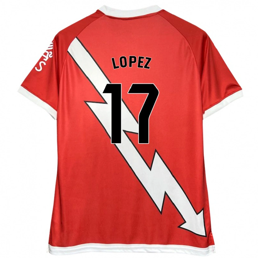 Danxen Enfant Maillot Unai López #17 Blanc Rouge Tenues Domicile 2024/25 T-Shirt