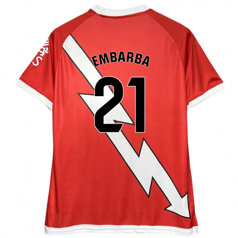 Danxen Enfant Maillot Adrián Embarba #21 Blanc Rouge Tenues Domicile 2024/25 T-Shirt