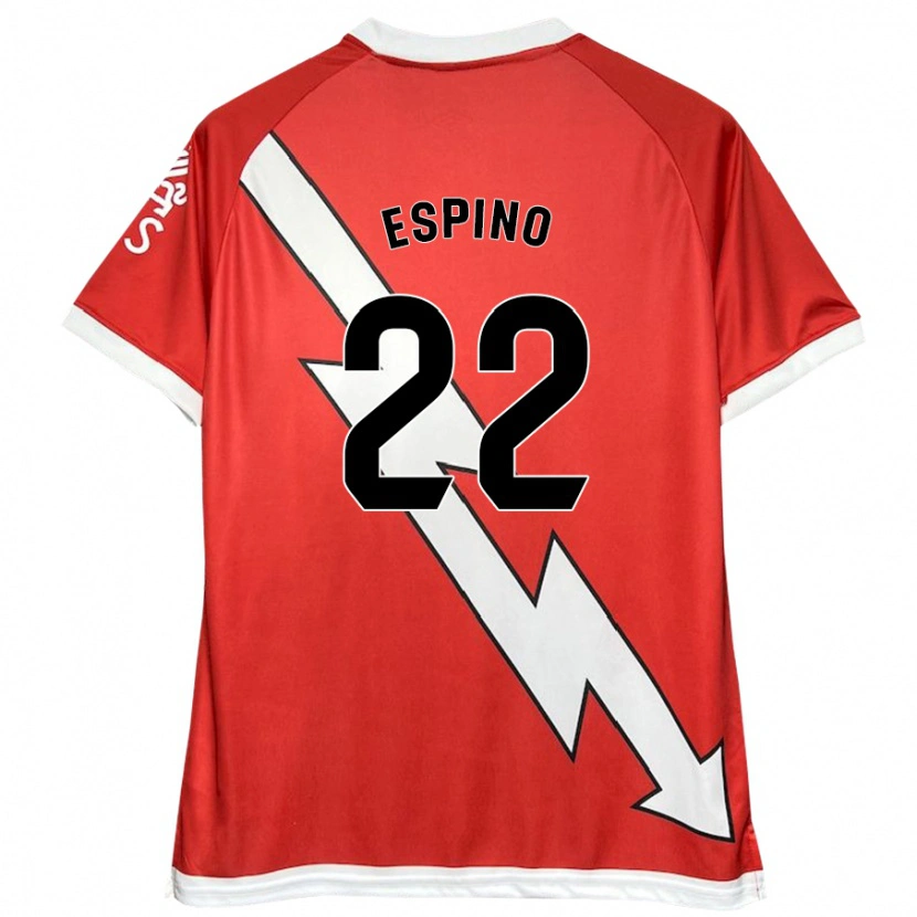 Danxen Enfant Maillot Alfonso Espino #22 Blanc Rouge Tenues Domicile 2024/25 T-Shirt