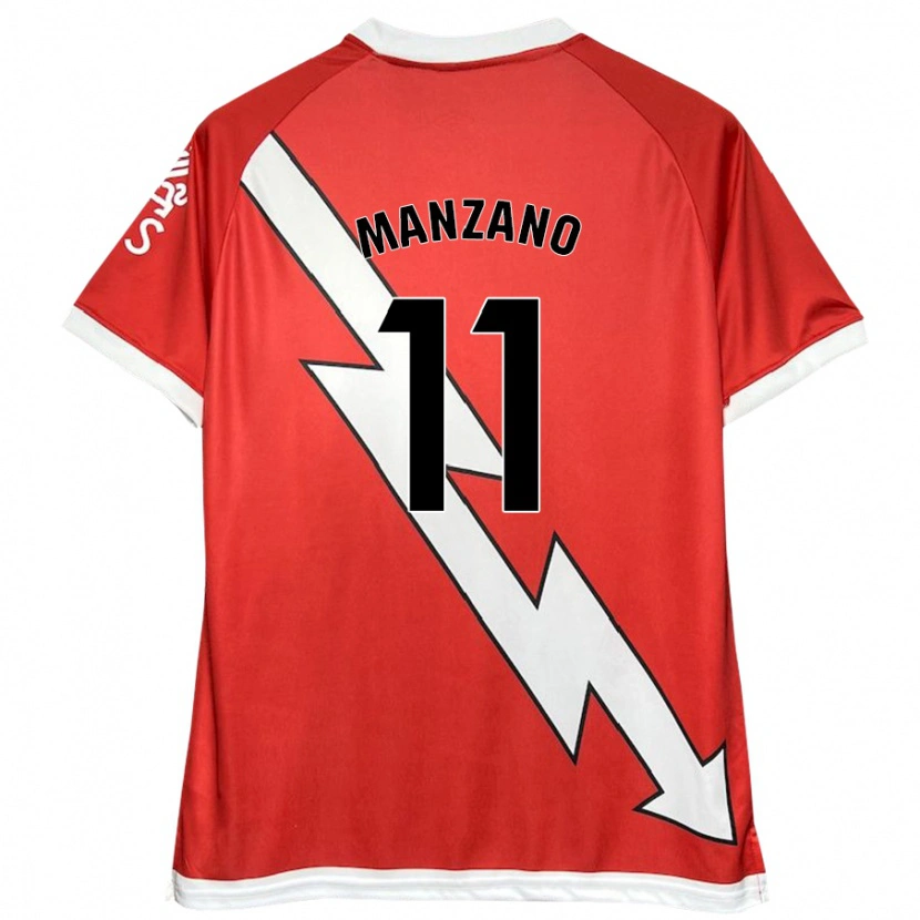 Danxen Enfant Maillot Sergio Manzano #11 Blanc Rouge Tenues Domicile 2024/25 T-Shirt