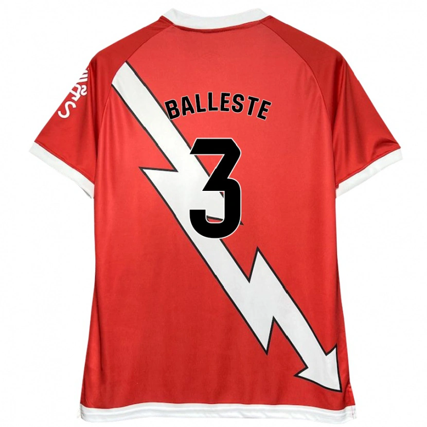 Danxen Enfant Maillot Laia Ballesté #3 Blanc Rouge Tenues Domicile 2024/25 T-Shirt