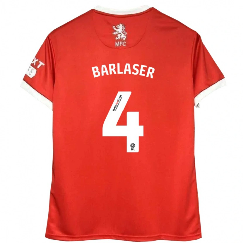 Danxen Enfant Maillot Dan Barlaser #4 Rouge Blanc Tenues Domicile 2024/25 T-Shirt