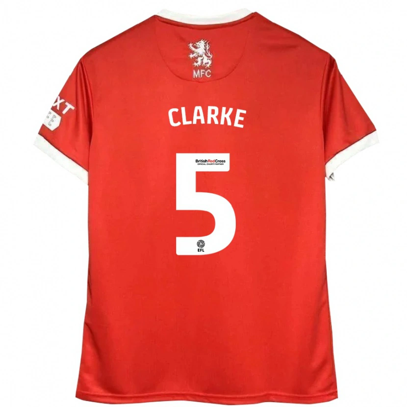 Danxen Enfant Maillot Matt Clarke #5 Rouge Blanc Tenues Domicile 2024/25 T-Shirt