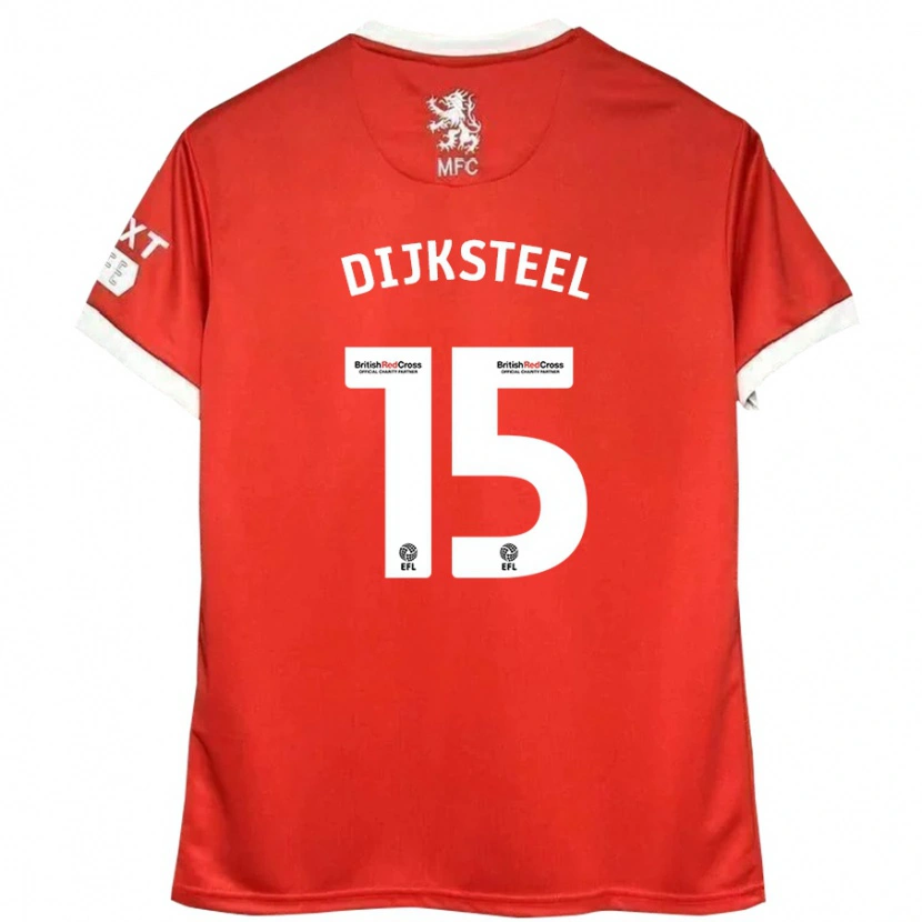 Danxen Enfant Maillot Anfernee Dijksteel #15 Rouge Blanc Tenues Domicile 2024/25 T-Shirt