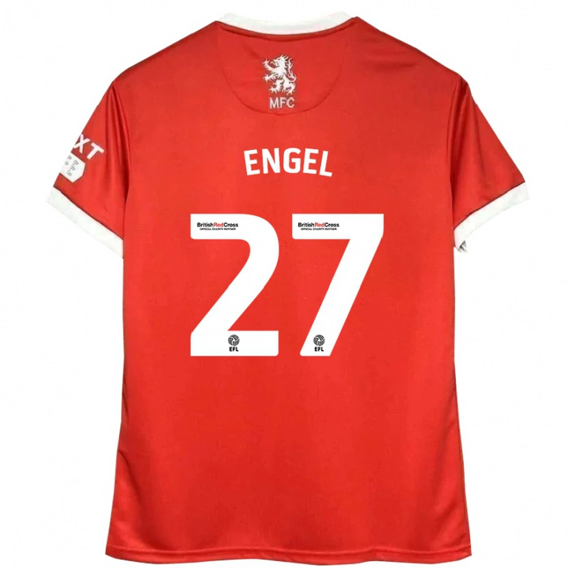 Danxen Enfant Maillot Lukas Engel #27 Rouge Blanc Tenues Domicile 2024/25 T-Shirt