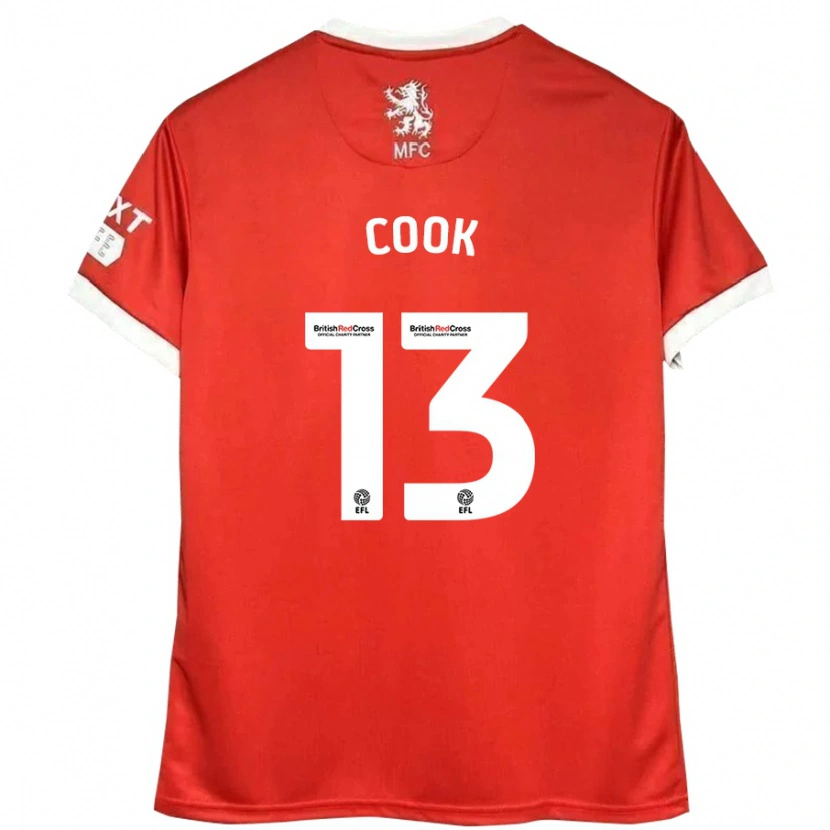 Danxen Enfant Maillot Ruby Cook #13 Rouge Blanc Tenues Domicile 2024/25 T-Shirt