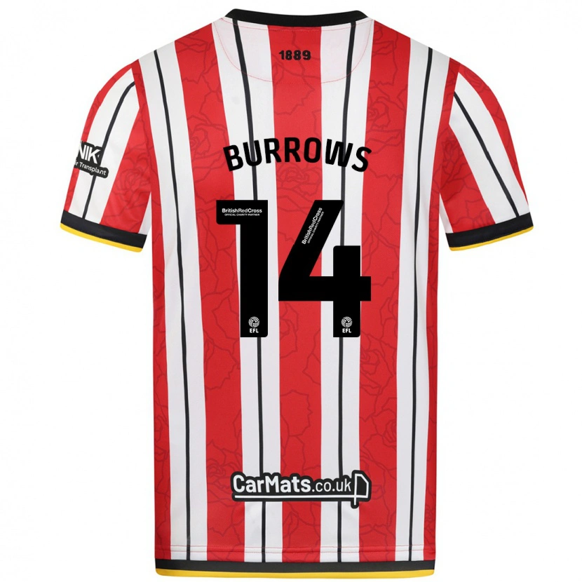 Danxen Enfant Maillot Harrison Burrows #14 Rayures Blanches Rouges Tenues Domicile 2024/25 T-Shirt