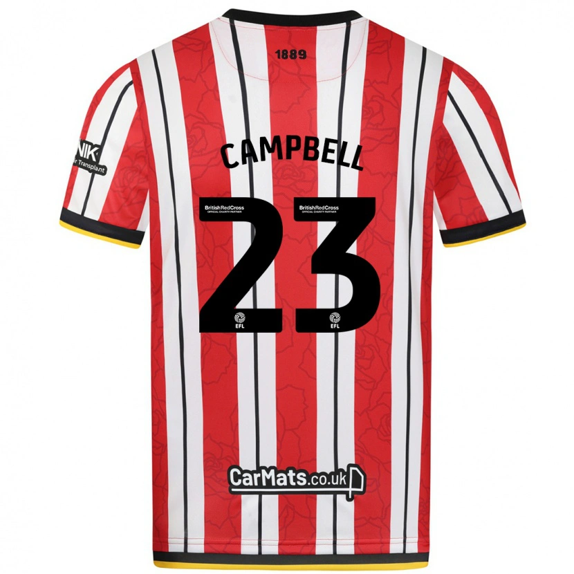 Danxen Enfant Maillot Tyrese Campbell #23 Rayures Blanches Rouges Tenues Domicile 2024/25 T-Shirt