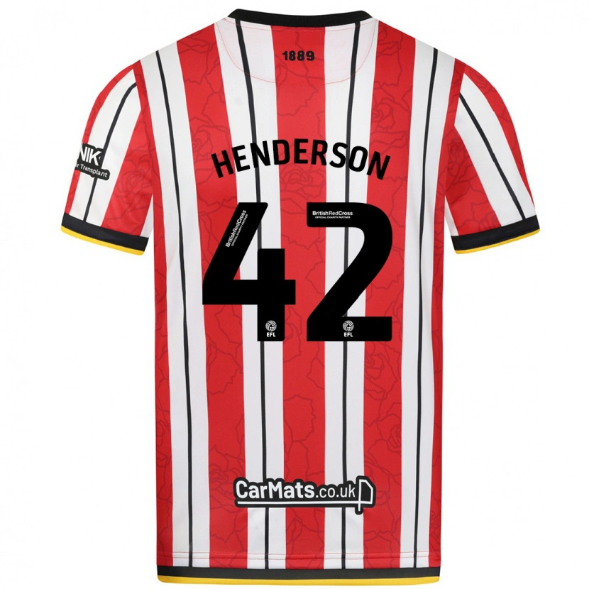 Danxen Enfant Maillot Peyton Henderson #42 Rayures Blanches Rouges Tenues Domicile 2024/25 T-Shirt