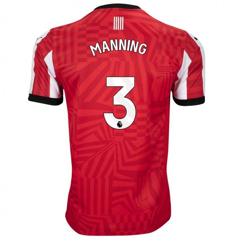 Danxen Enfant Maillot Ryan Manning #3 Rouge Blanc Tenues Domicile 2024/25 T-Shirt