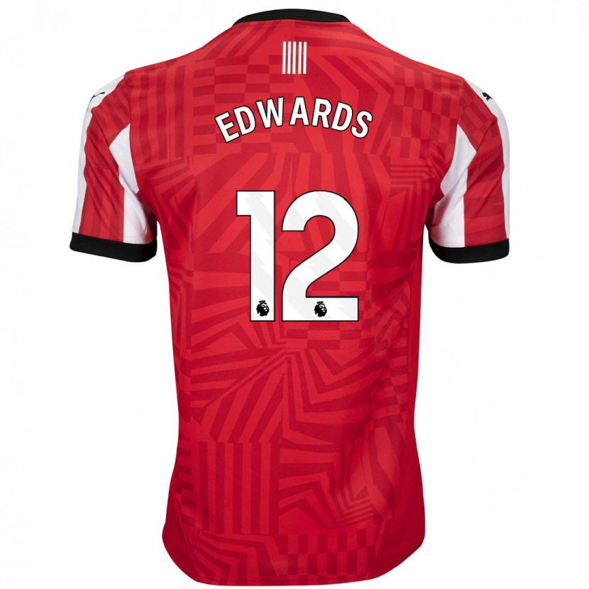 Danxen Enfant Maillot Ronnie Edwards #12 Rouge Blanc Tenues Domicile 2024/25 T-Shirt