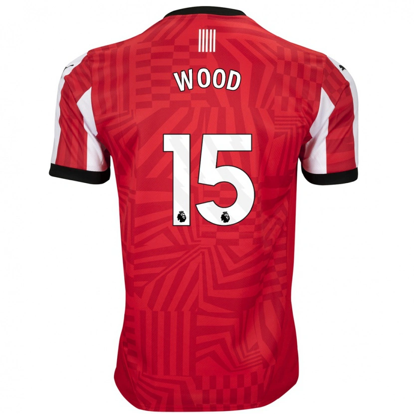 Danxen Enfant Maillot Nathan Wood #15 Rouge Blanc Tenues Domicile 2024/25 T-Shirt