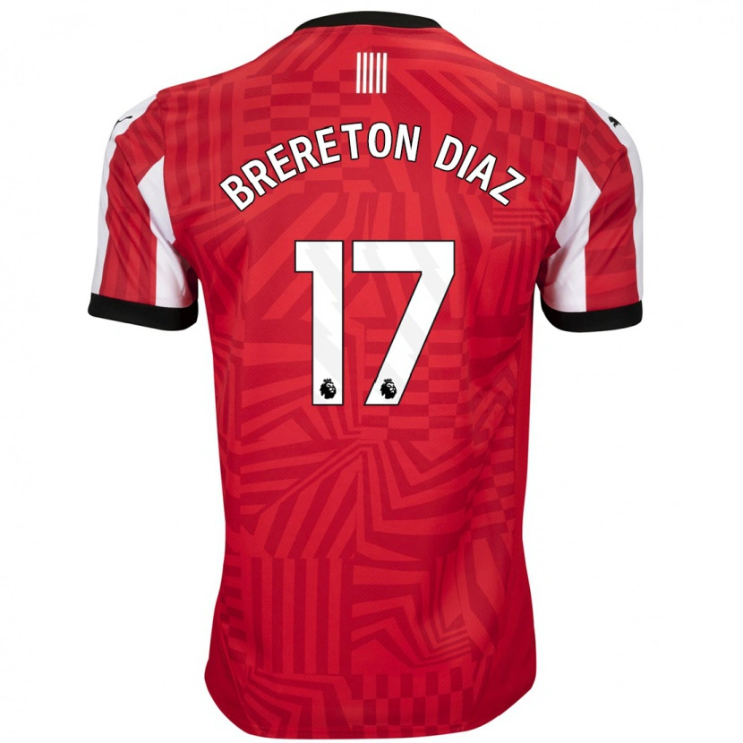 Danxen Enfant Maillot Ben Brereton Díaz #17 Rouge Blanc Tenues Domicile 2024/25 T-Shirt