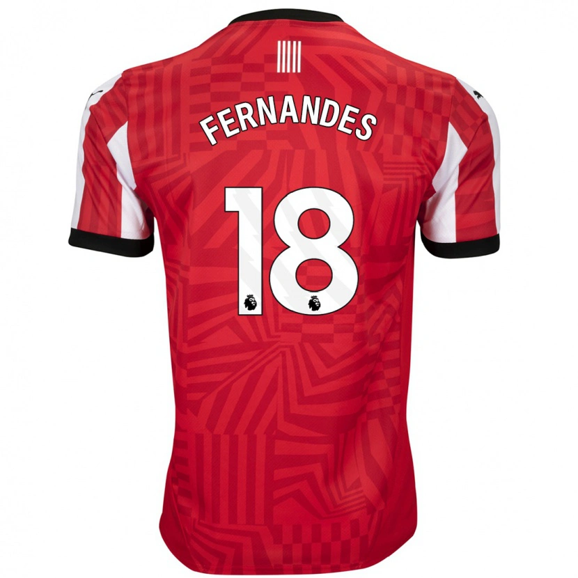 Danxen Enfant Maillot Mateus Fernandes #18 Rouge Blanc Tenues Domicile 2024/25 T-Shirt